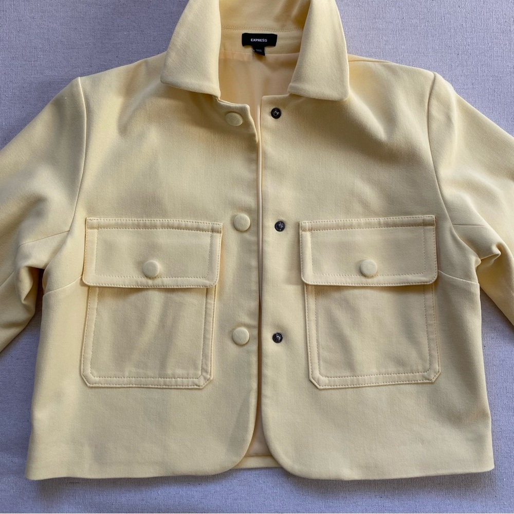 Express Cropped Snap Button Front Pastel Yellow B… - image 7